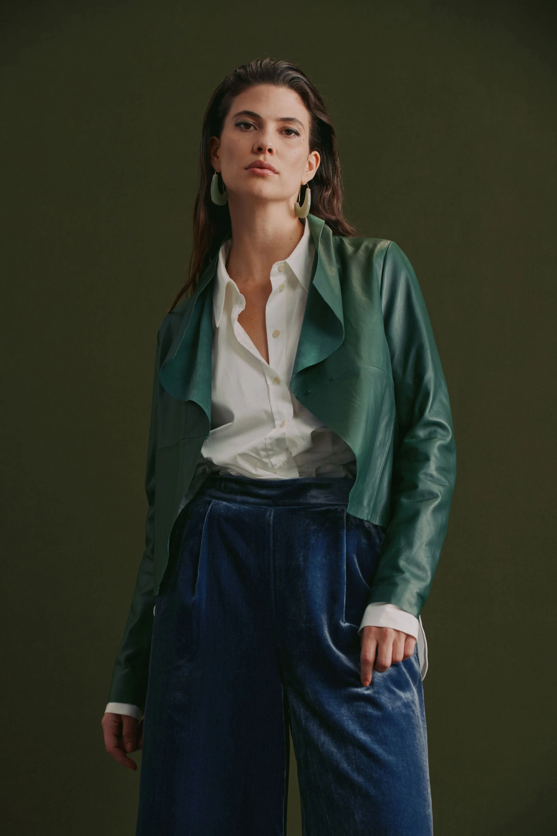 Fine Leather Jacket Milan Green - Image 12