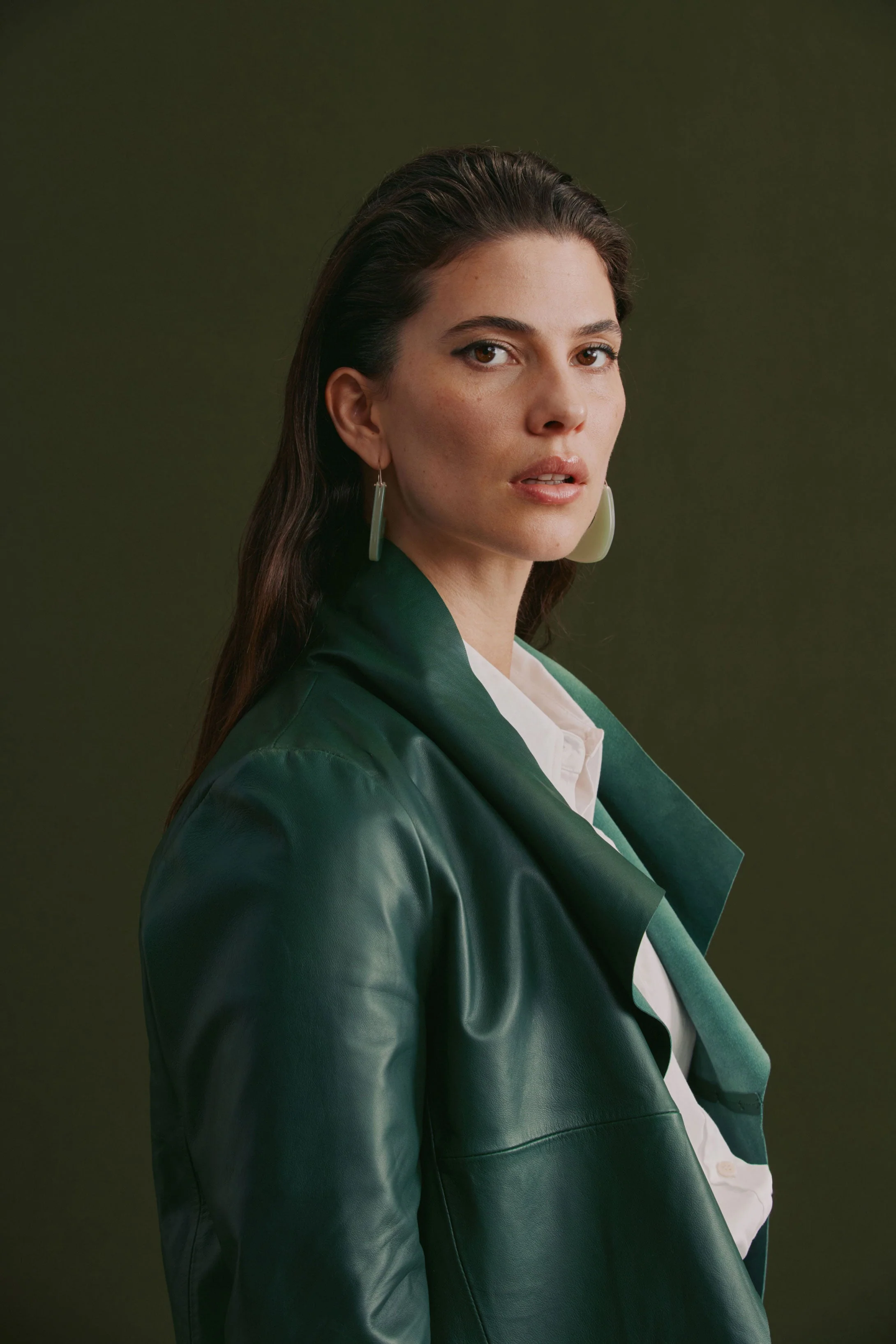 Fine Leather Jacket Milan Green - Image 13