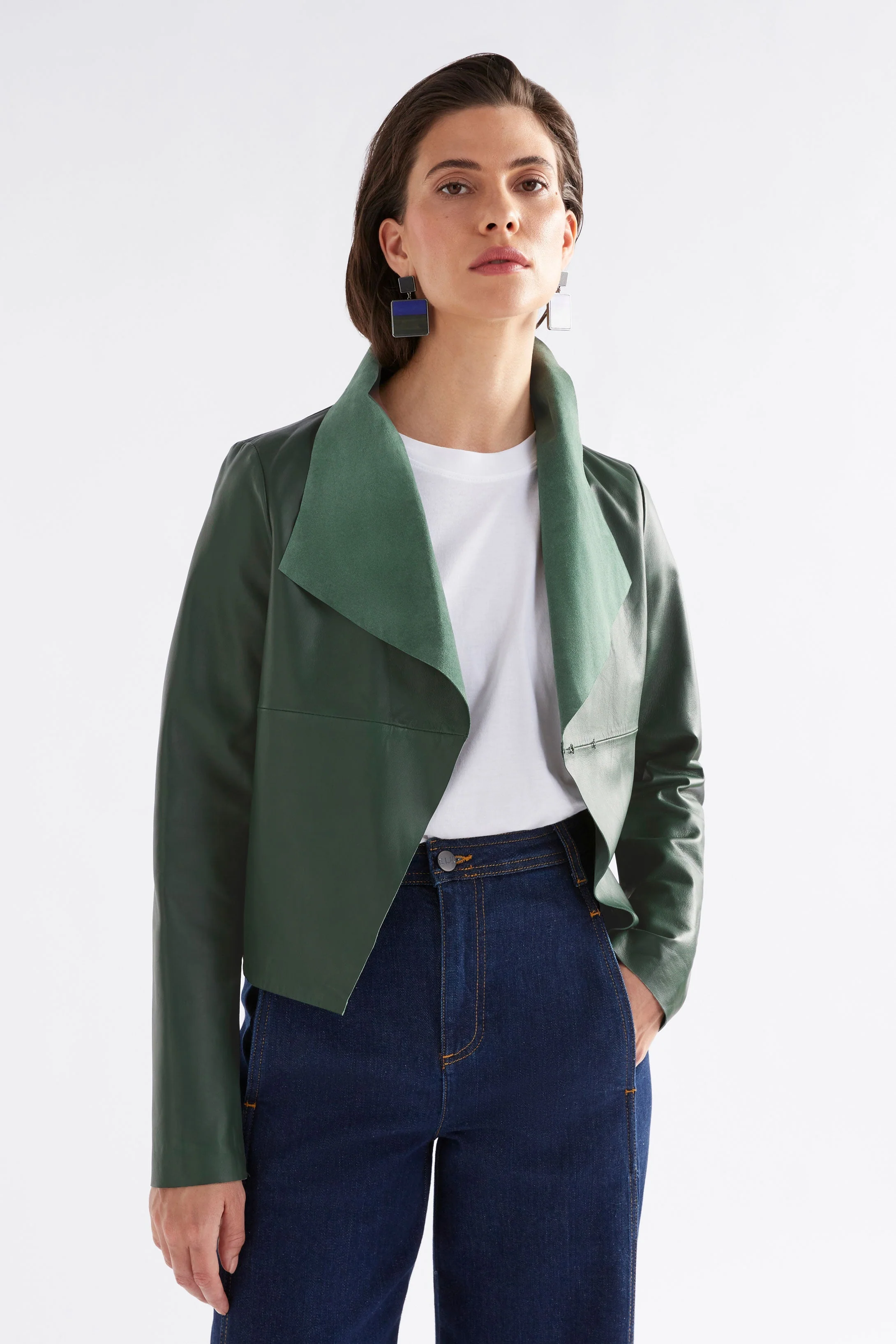 Fine Leather Jacket Milan Green - Image 9