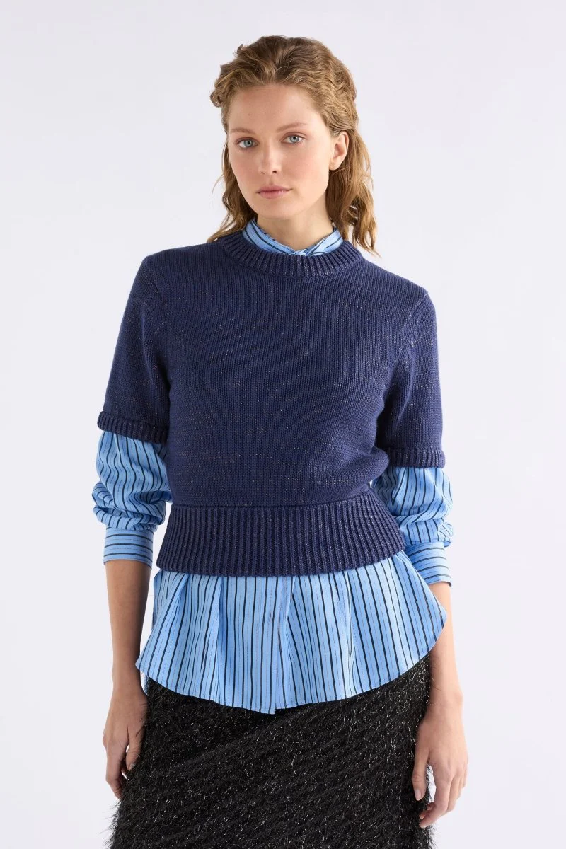 Luft Lurex Knit Top Navy Copper
