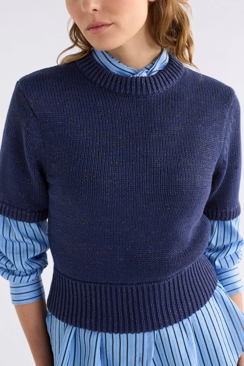 Luft Lurex Knit Top Navy Copper - Image 2