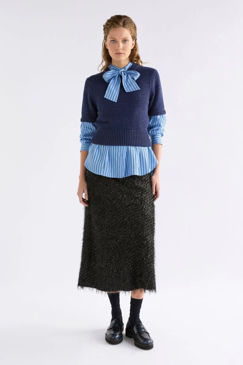Luft Lurex Knit Top Navy Copper - Image 3