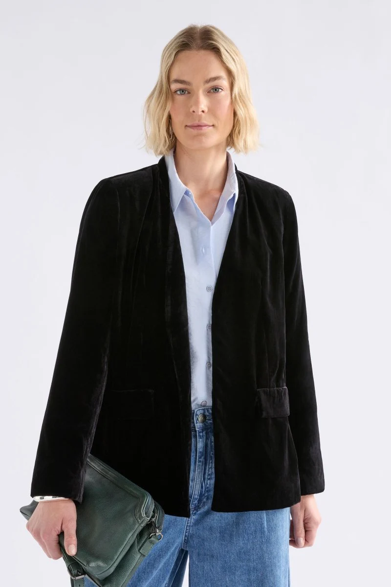 Velvet Soft Blazer Jacket Black