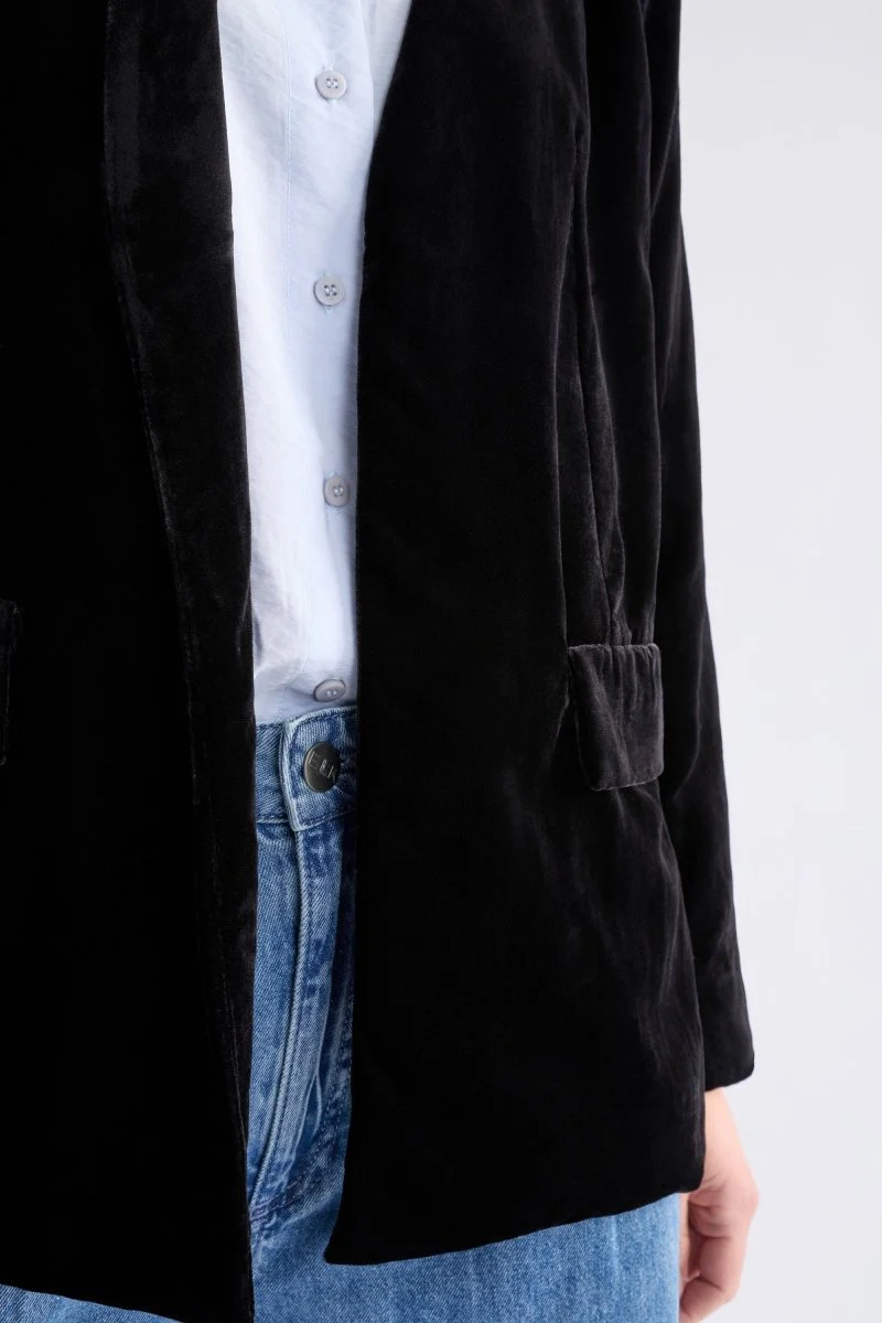 Velvet Soft Blazer Jacket Black - Image 4