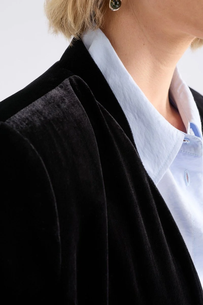 Velvet Soft Blazer Jacket Black - Image 5