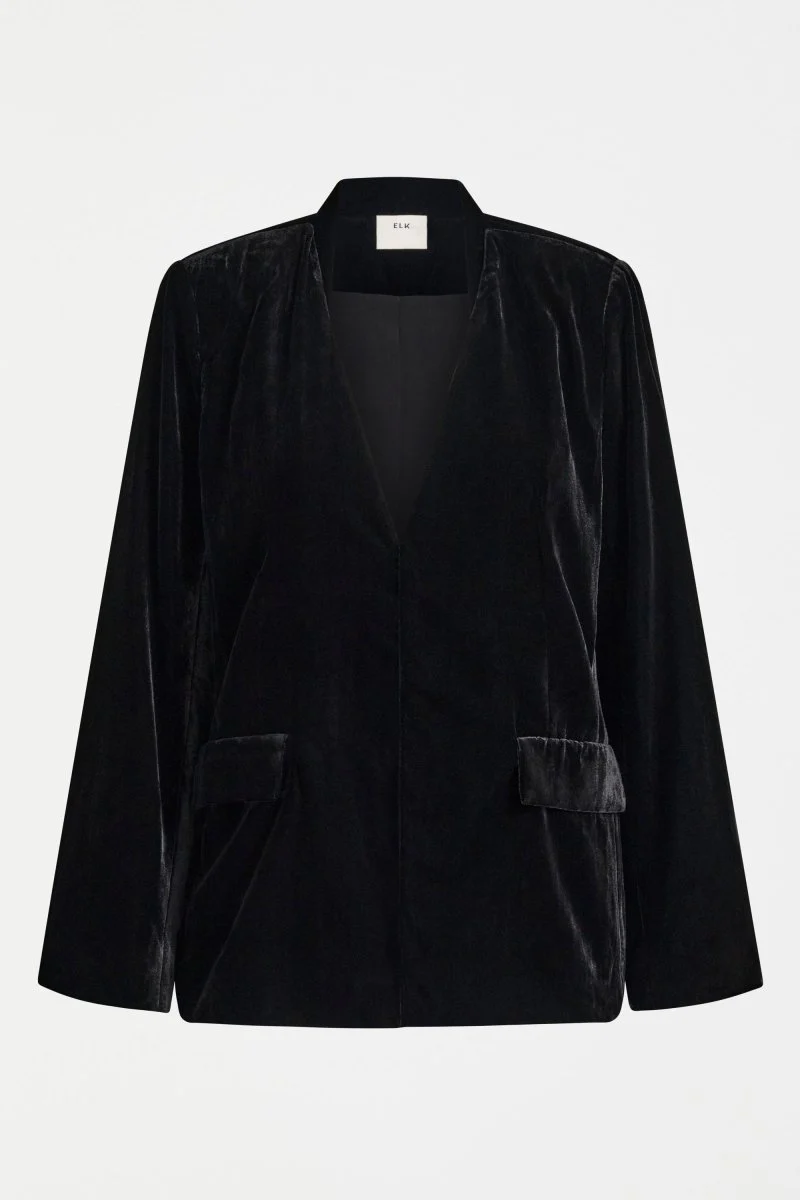 Velvet Soft Blazer Jacket Black - Image 7
