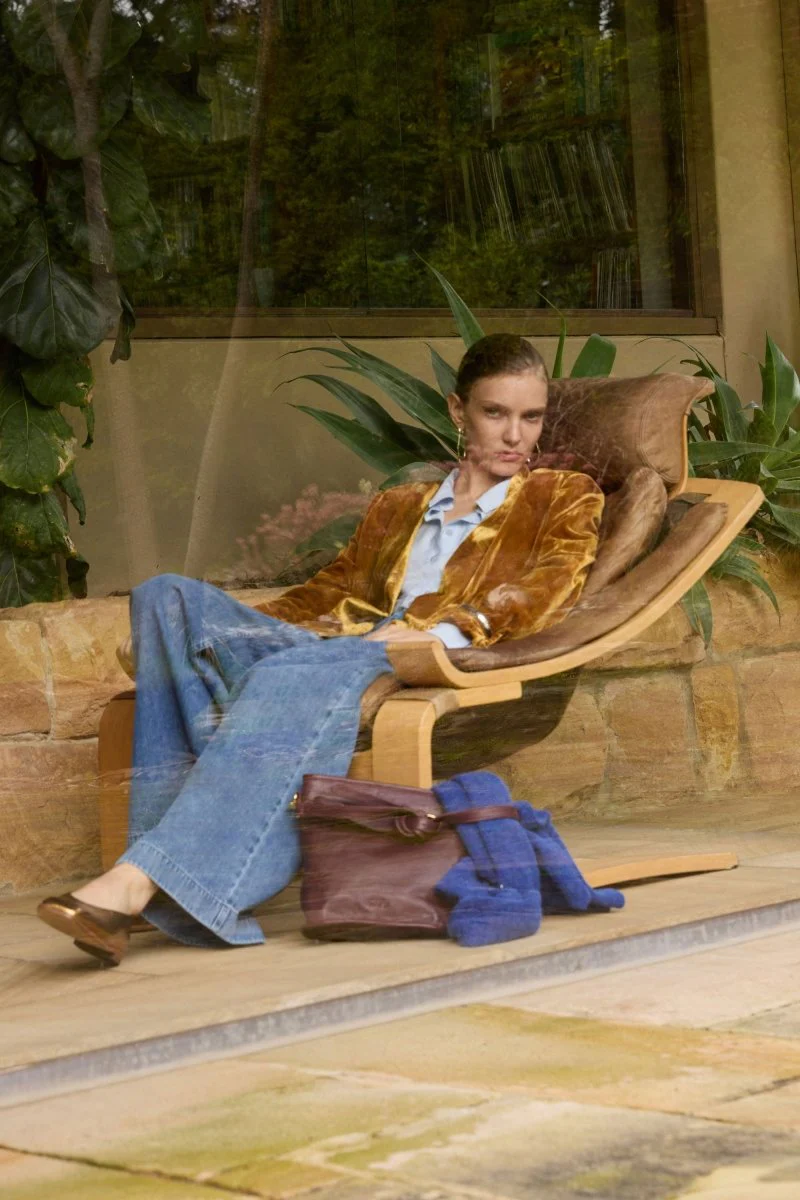 Velvet Soft Blazer Jacket Golden - Image 6