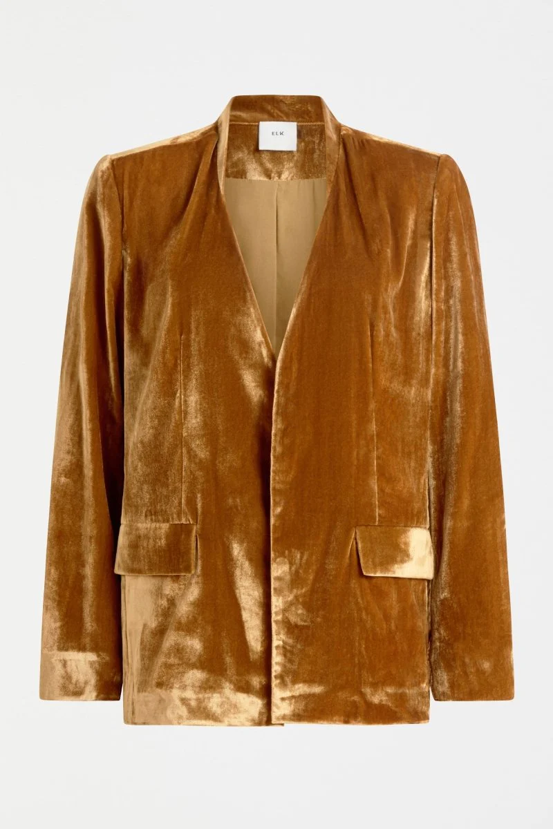 Velvet Soft Blazer Jacket Golden - Image 9